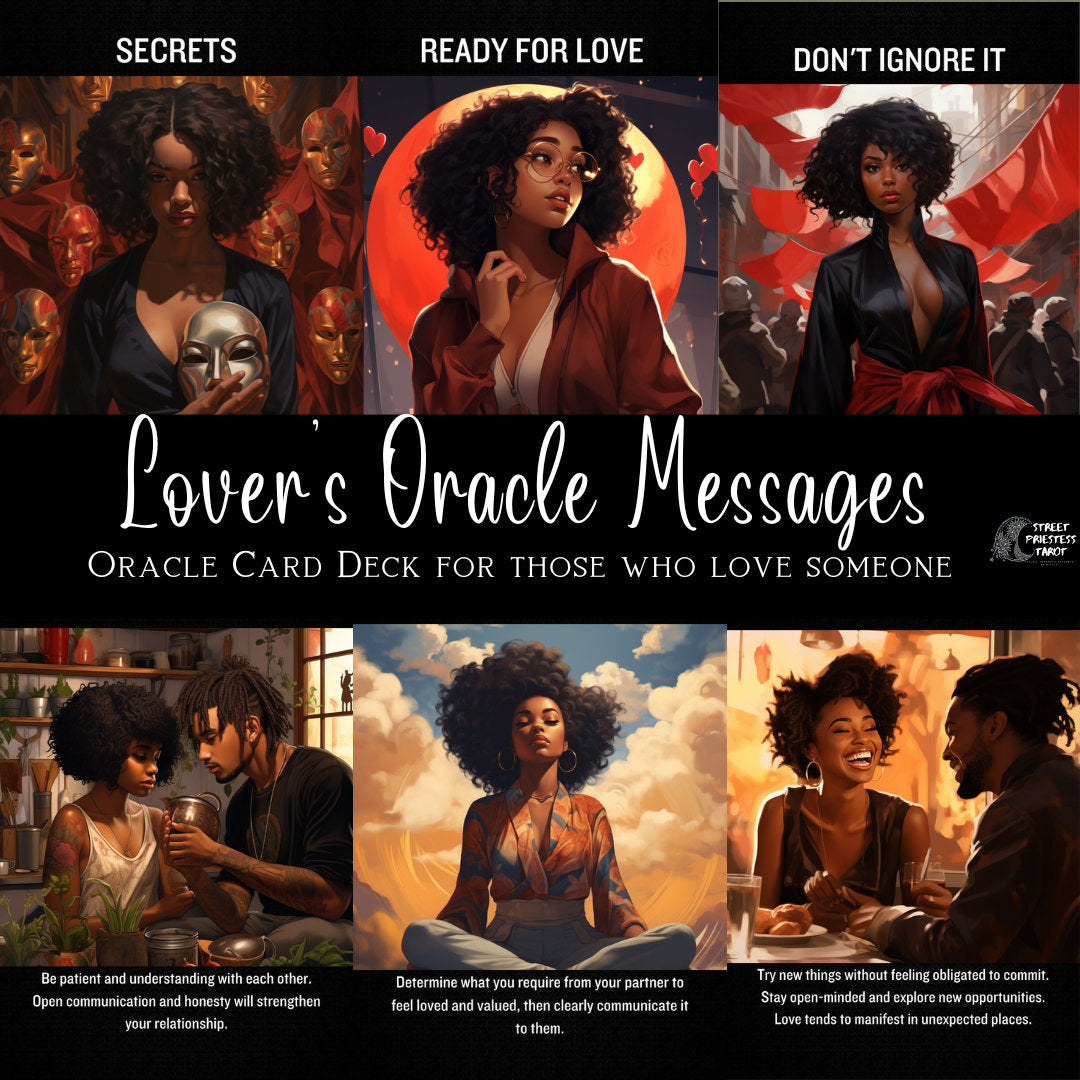Lovers Oracle Card Deck | Relationship, Love Messages | 41 Large Size Oracle Cards | Black People African American Divination