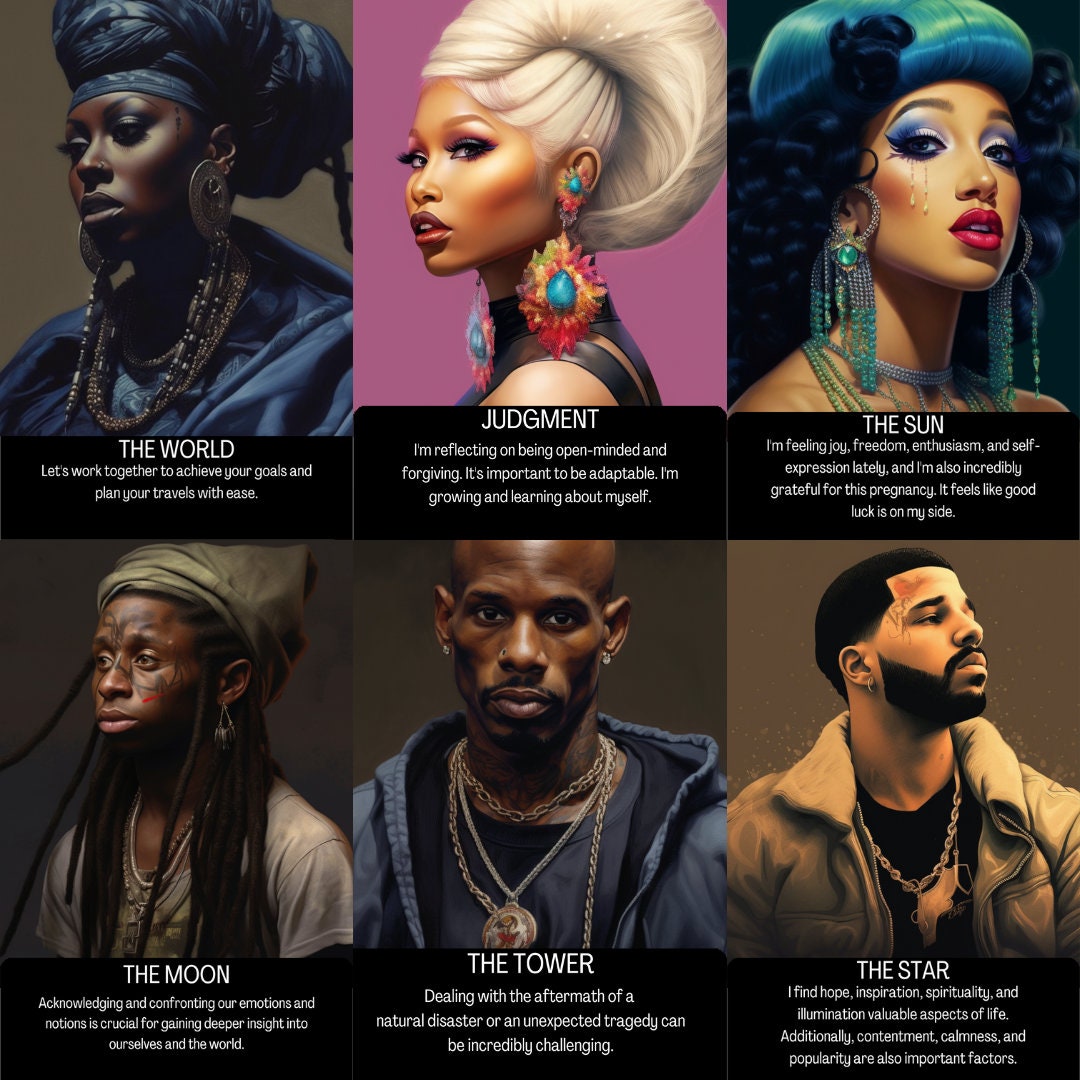 Hip Hop Tarot Deck | Major Arcana 22 Cards | Black People Art Oracle Cards With Meaning | African American Tarot