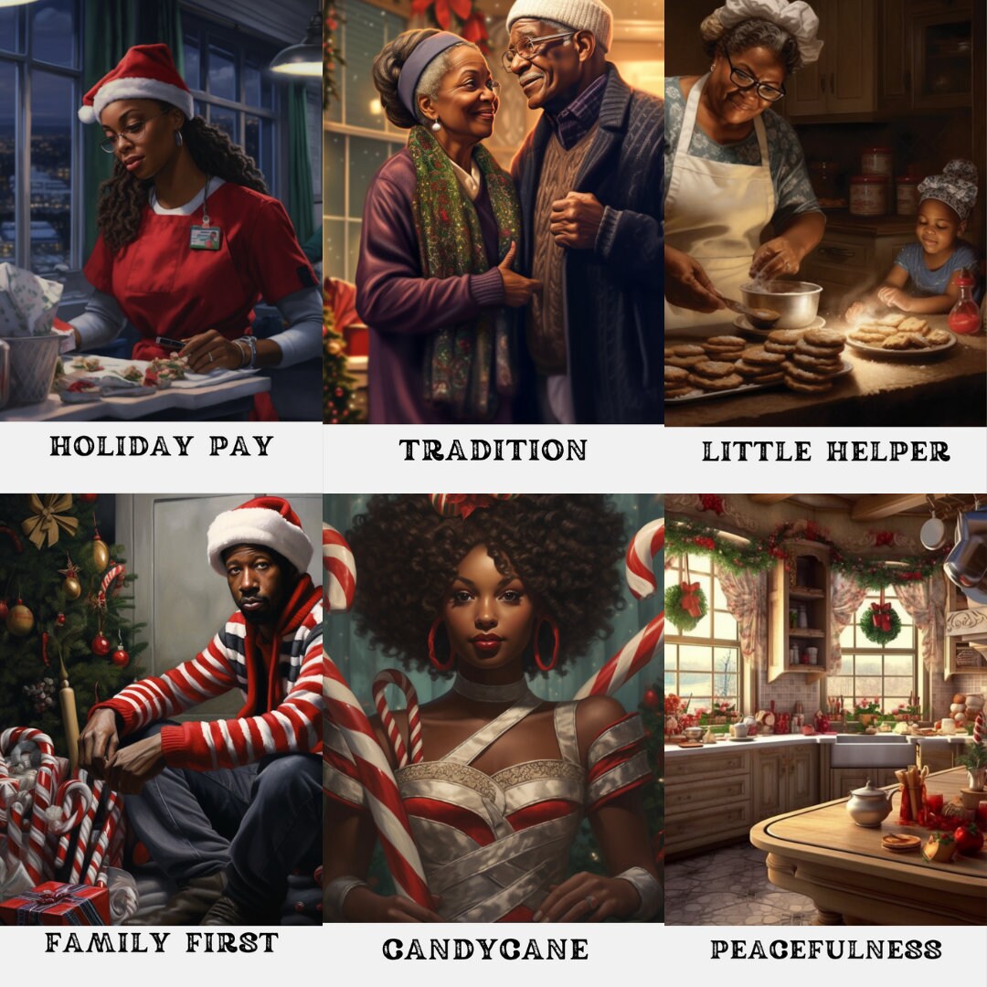 Christmas Oracle Deck | 57 Tarot Size Cards Holiday Messages | African American Divination Cards Black Artwork