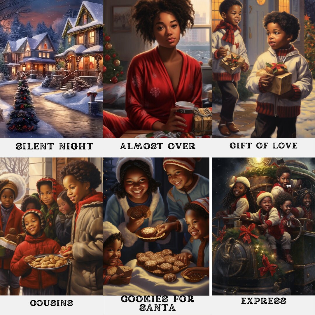 Christmas Oracle Deck | 57 Tarot Size Cards Holiday Messages | African American Divination Cards Black Artwork