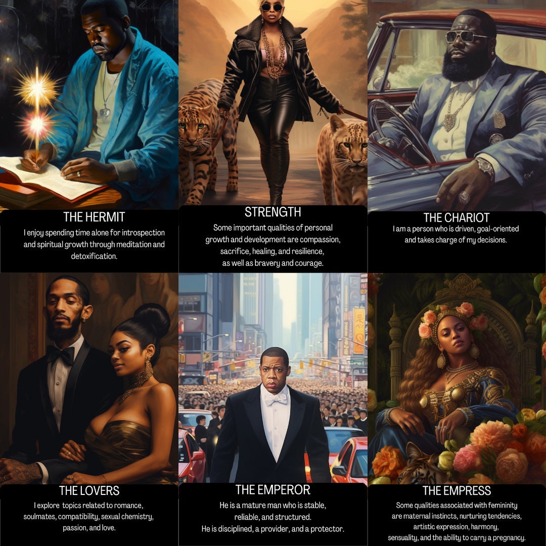 Hip Hop Tarot Deck | Major Arcana 22 Cards | Black People Art Oracle Cards With Meaning | African American Tarot