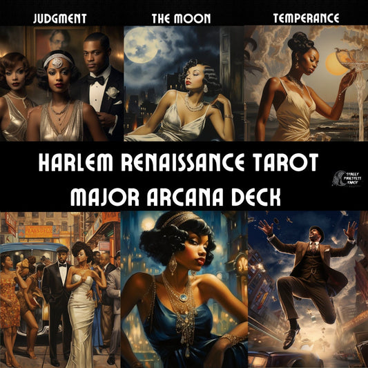 Harlem Renaissance Tarot Deck | 22 Large Size Major Arcana Cards | Black People Art Inspired African American Divination