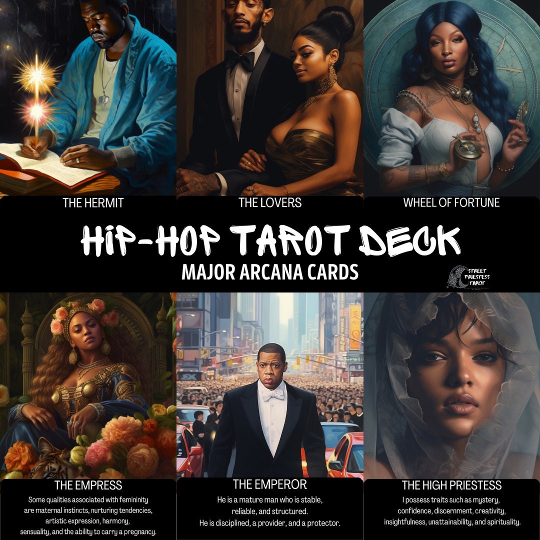 Hip Hop Tarot Deck | Major Arcana 22 Cards | Black People Art Oracle Cards With Meaning | African American Tarot