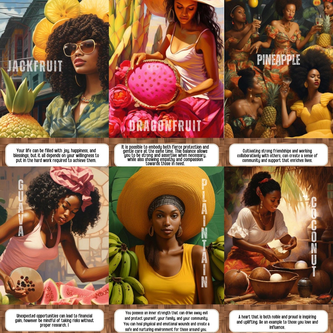 Spirit Fruit Oracle Card Deck | 40 Tarot Size Cards Spiritual Messages | Black African American Divination Cards With Meaning