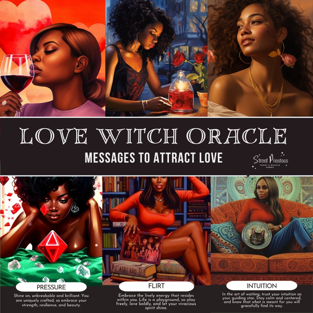 Love Witch Oracle Card Deck | 50 Love Attracting Message Cards | African American Black People Divination | Street Priestess Tarot
