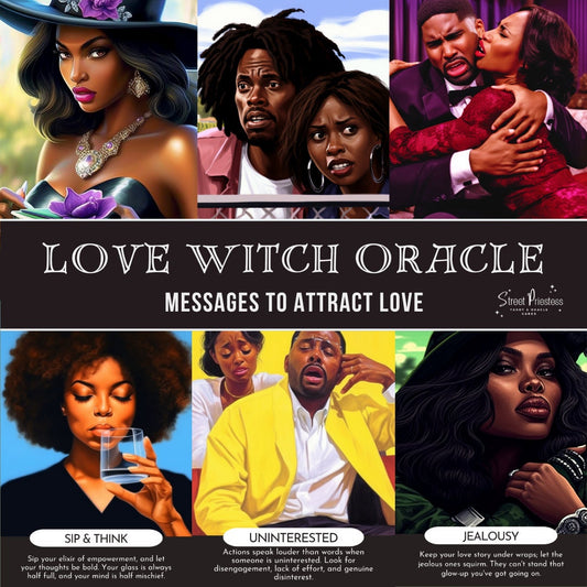 Love Witch Oracle Card Deck | 50 Love Attracting Message Cards | African American Black People Divination | Street Priestess Tarot