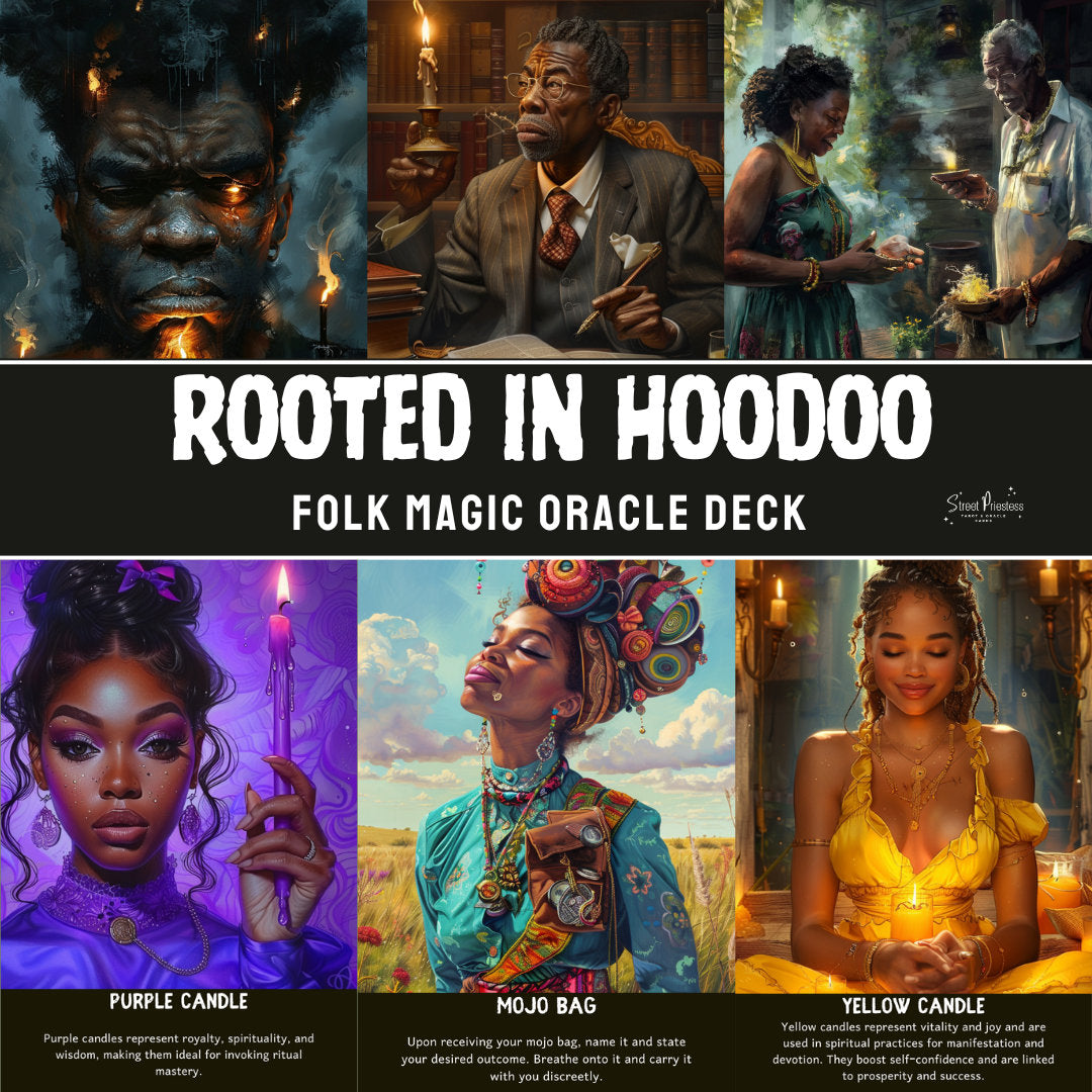 NEW! Rooted In Hoodoo | 70 Tarot-Sized Cards | African American Black Divination Cards | Street Priestess Tarot