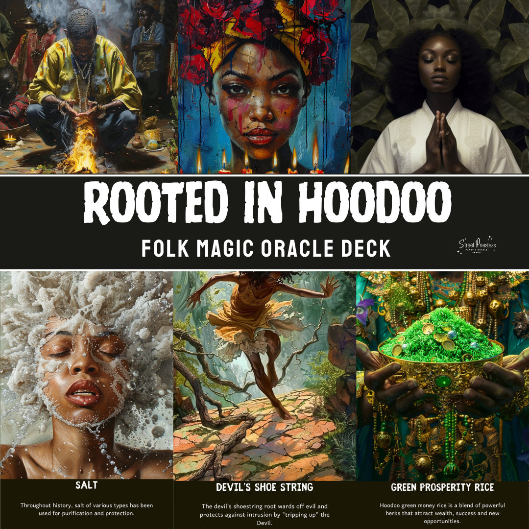 NEW! Rooted In Hoodoo | 70 Tarot-Sized Cards | African American Black Divination Cards | Street Priestess Tarot