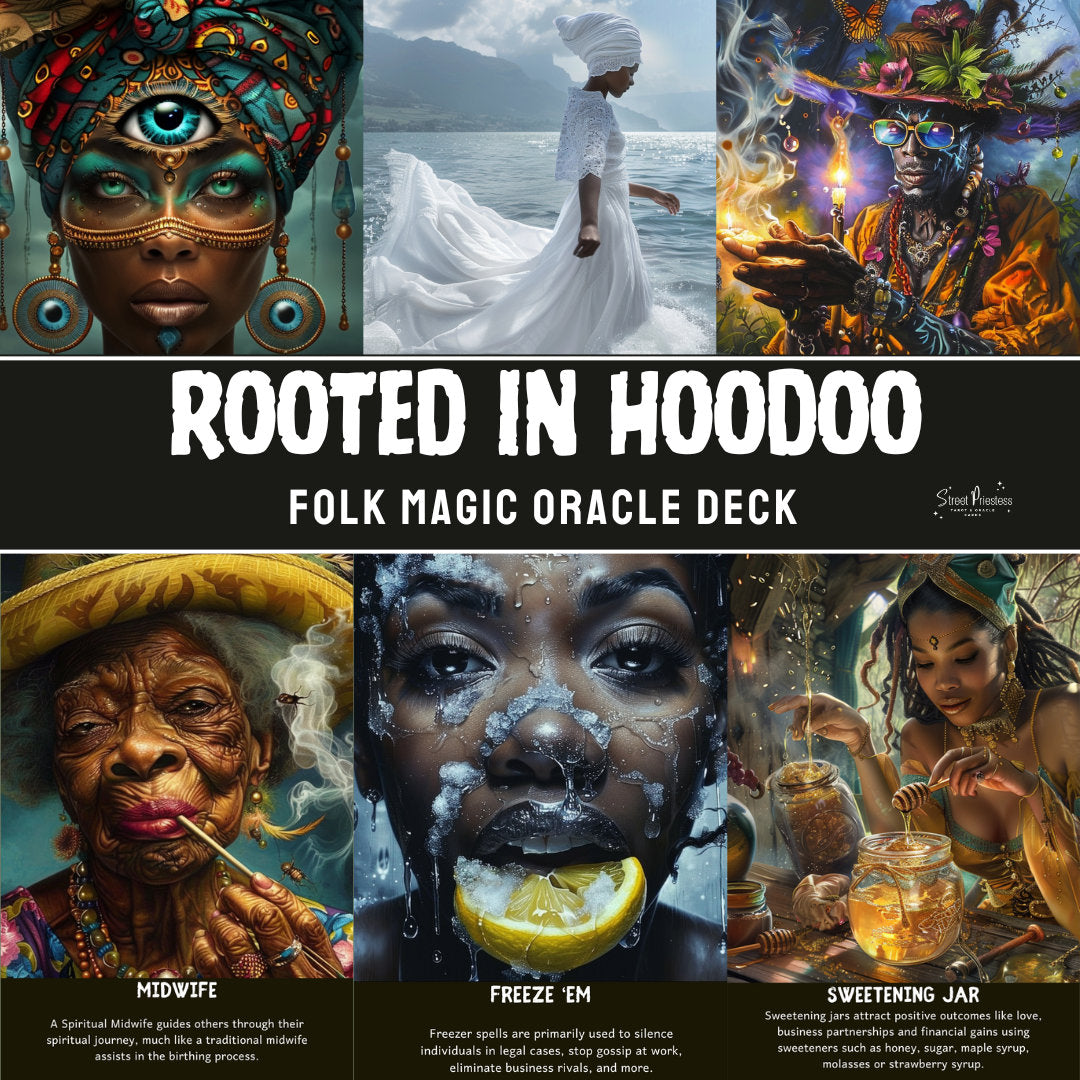 NEW! Rooted In Hoodoo | 70 Tarot-Sized Cards | African American Black Divination Cards | Street Priestess Tarot